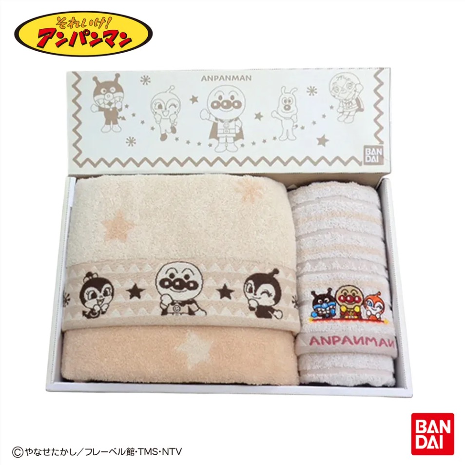 アンパンマン　お風呂セット　タオル アースカラーギフトセット （バスタオル1枚・フェイスタオル1枚